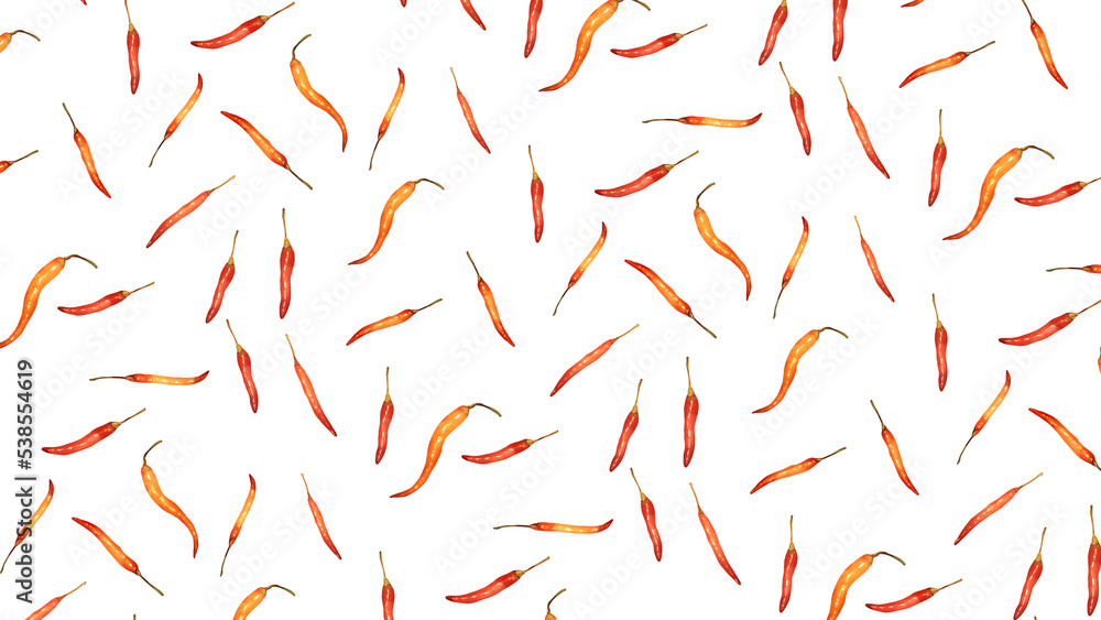 赤唐辛子の水彩風背景イラスト。イラストサイズの比率は16:9。