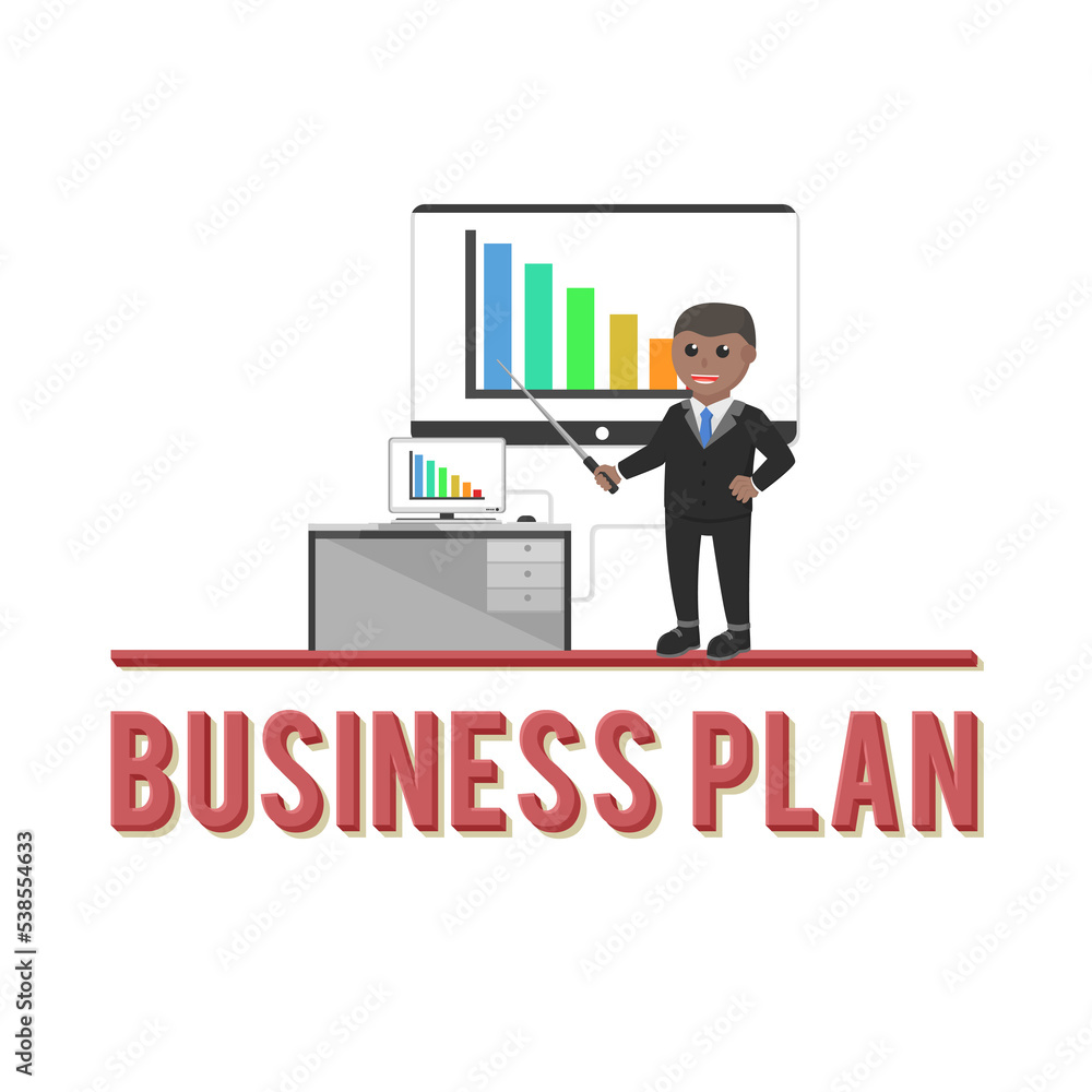 business african plan design character with text business african plan design character with text