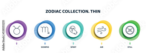 editable thin line icons with infographic template. infographic for zodiac collection. thin concept. included , scorpio, spirit, air, still icons.