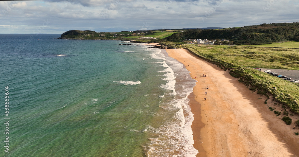 Aerial Photo of Culdaff Sandy Beach Strand on the Donegal Coast Ireland