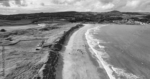 Aerial Photo of Culdaff Sandy Beach Strand on the Donegal Coast Ireland photo