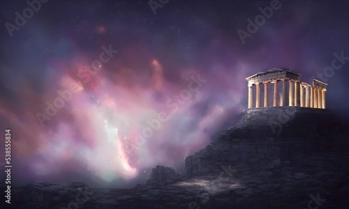 Photo Acropolis under the stellar sky