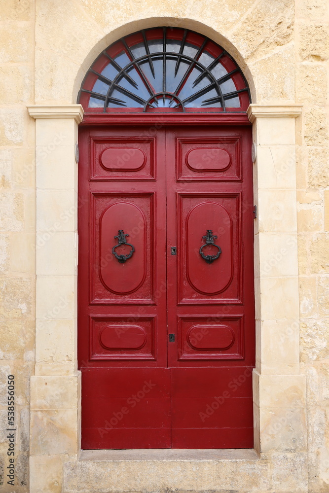 traditional door on the street of Valletta, Malta