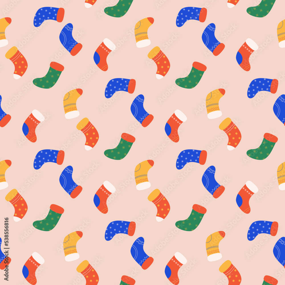 seamless pattern with Christmas socks seamless pattern with Christmas socks