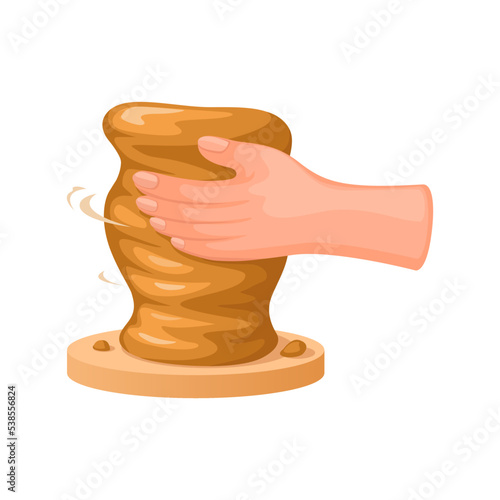 Hand making Pottery from clay, handmade art symbol cartoon illustration vector