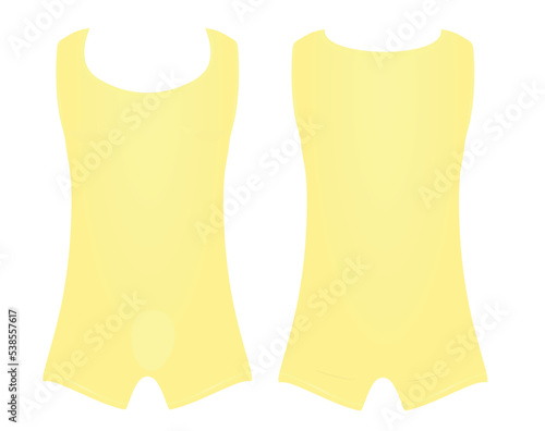 Yellow male sleeveless bodysuit. vector illustration
