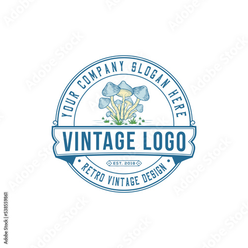 organic farm. Mushroom farm logo template, Vector illustration for icon, logo, and vintage mushroom logo.