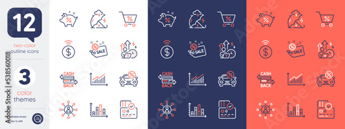 Set of Diagram graph, Card and Loan percent line icons. Include Difficult stress, Special offer, Sale icons. Contactless payment, Graph, Stress protection web elements. Car leasing. Vector