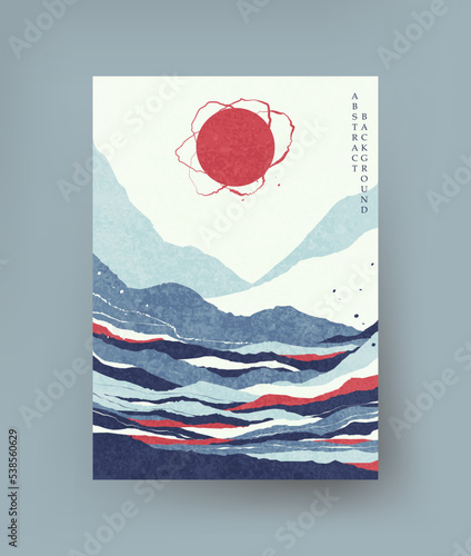 Abstract landscape in oriental style. Vector.