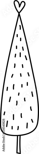 Christmas Tree Doodle Line Illustration