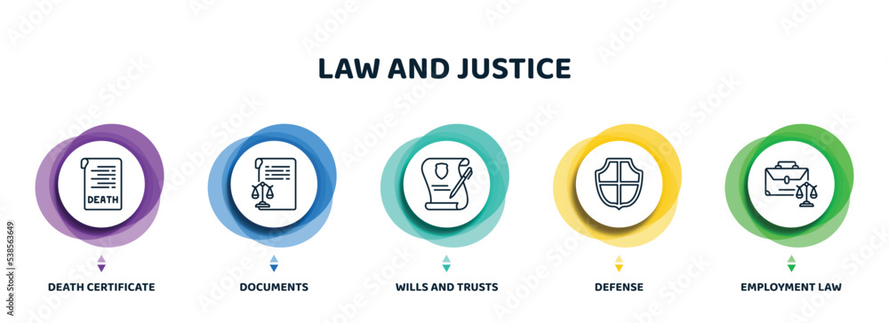 editable thin line icons with infographic template. infographic for law ...