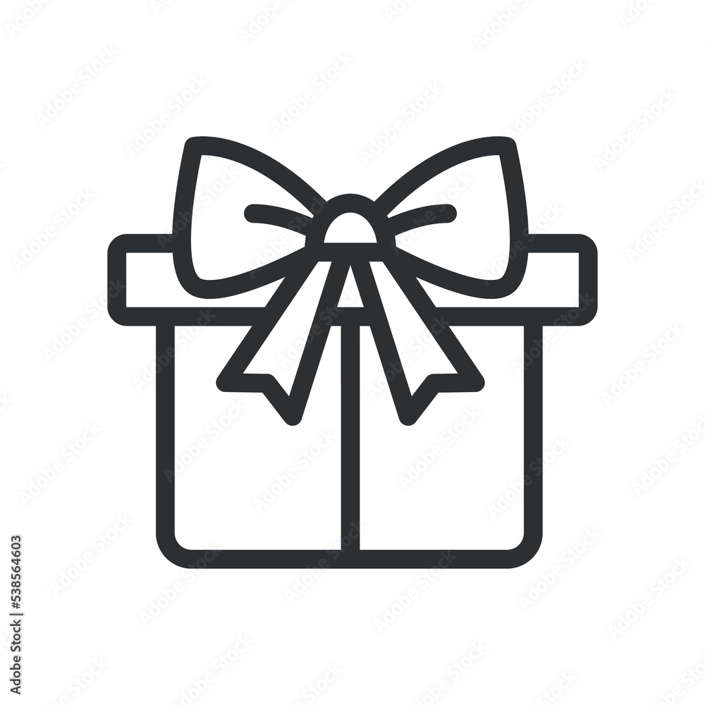 Gift box with ribbon line icon. Present pack symbols. Vector illustration Gift box with ribbon line icon. Present pack symbols. Vector illustration