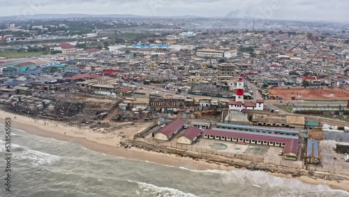 Jamestown Lightshouse Aerial view, Accra Ghana photo