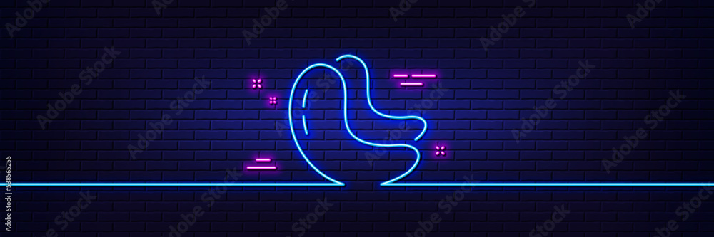 Neon light glow effect. Cashew nut line icon. Tasty nuts sign. Vegan food symbol. 3d line neon glow icon. Brick wall banner. Cashew nut outline. Vector Neon light glow effect. Cashew nut line icon. Tasty nuts sign. Vegan food symbol. 3d line neon glow icon. Brick wall banner. Cashew nut outline. Vector