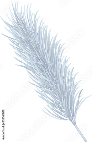 3D realistic Chiristmas ornament silver white pine fir tree branch