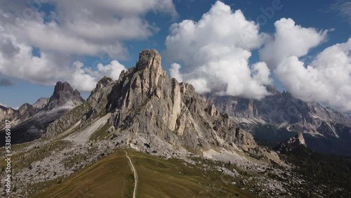 Passo Giau Pass, Ra Gusela and Averau Alpine Mountain in Dolomites, Veneto Italy
