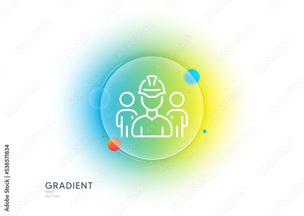 Engineering team line icon. Gradient blur button with glassmorphism. Engineer or architect group sign. Construction helmet symbol. Transparent glass design. Engineering team line icon. Vector Engineering team line icon. Gradient blur button with glassmorphism. Engineer or architect group sign. Construction helmet symbol. Transparent glass design. Engineering team line icon. Vector
