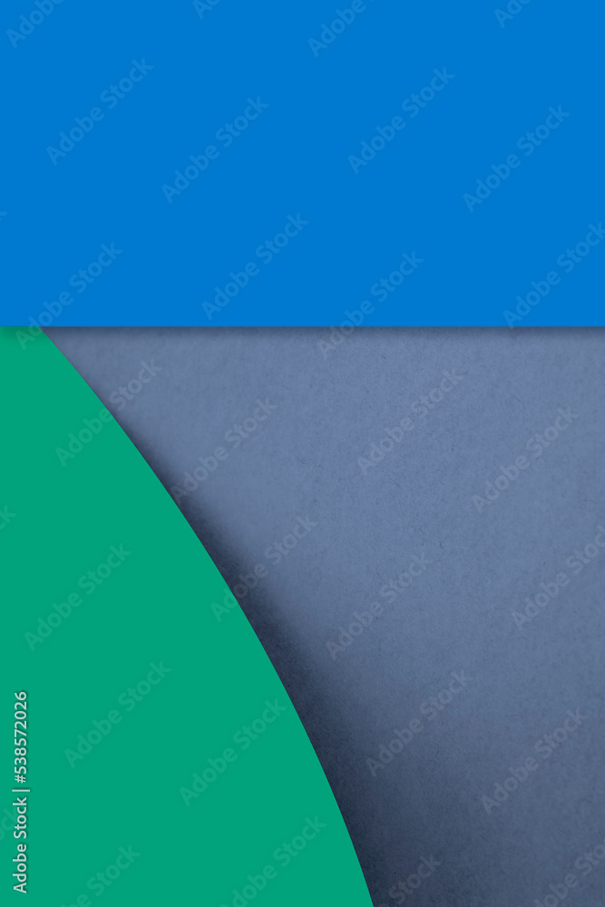 Title Textured and plain green blue grey sheet papers forming a curve and vertical blank rectangle for creative cover designing Title Textured and plain green blue grey sheet papers forming a curve and vertical blank rectangle for creative cover designing