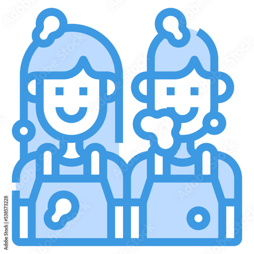 housekeeper blue outline icon