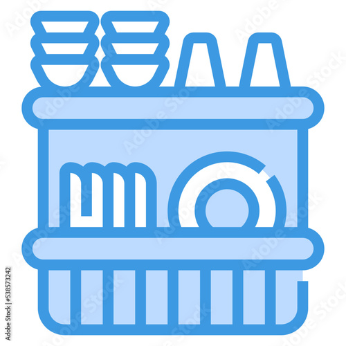 kitchen shelf blue outline icon