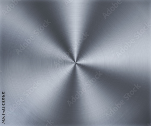 Shiny Radial Polished Texture Silver Circular Metal Background.