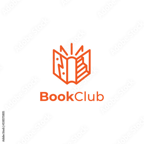 clean book club one line logo for library or student education design inspiration
