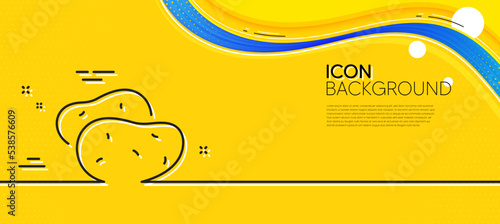 Potato line icon. Abstract yellow background. Vegetable food sign. Diet nutrition symbol. Minimal potato line icon. Wave banner concept. Vector