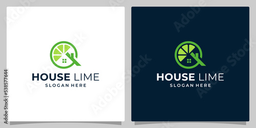 Lime Logo with house building logo graphic design vector illustration. Symbol, icon, creative
