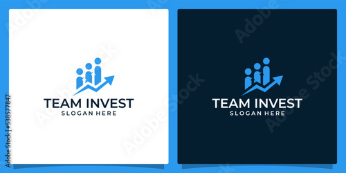 Finance business team vector logo design with growth analytics investment logo vector design template
