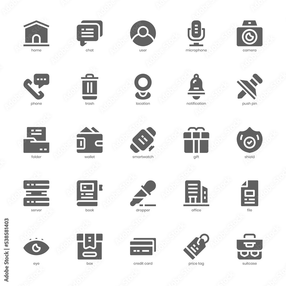 Essential Element icon pack for your website, mobile, presentation, and logo design. Essential Element icon glyph design. Vector graphics illustration and editable stroke.