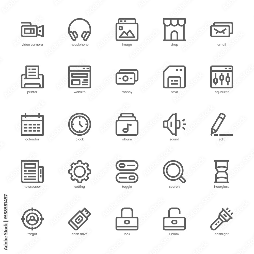 Essential Element icon pack for your website, mobile, presentation, and logo design. Essential Element icon outline design. Vector graphics illustration and editable stroke.