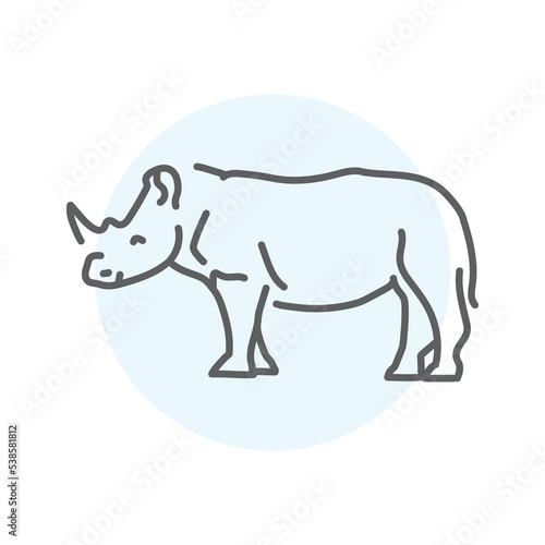 Rhinoceros color line illustration. Animals of Africa.