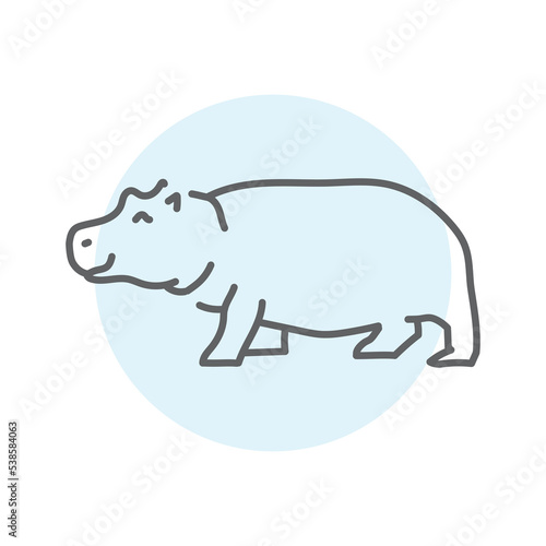 Hippopotamus color line illustration. Animals of Australia