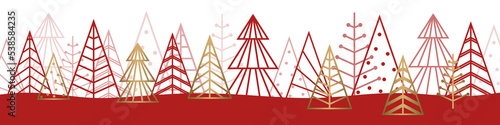 Christmas banner with abstract trees - transparent background. PNG graphic