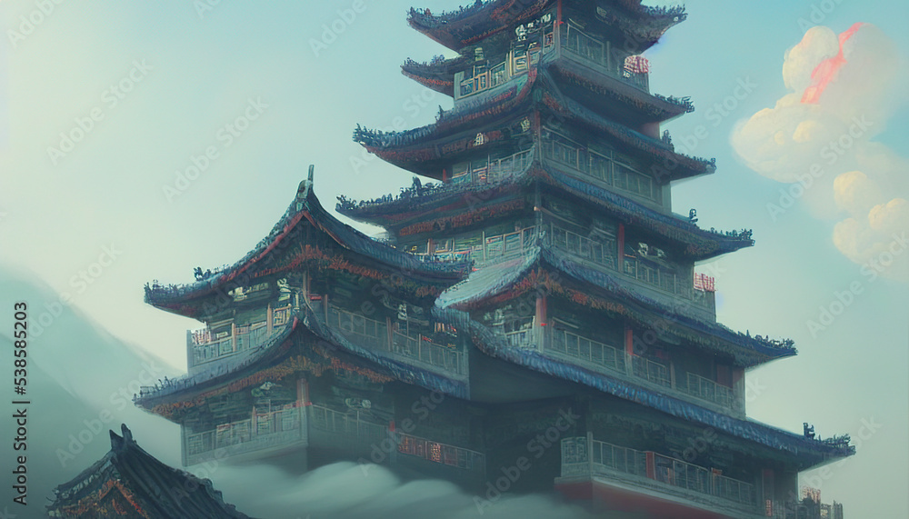 Fototapeta premium Chinese castle generated by AI