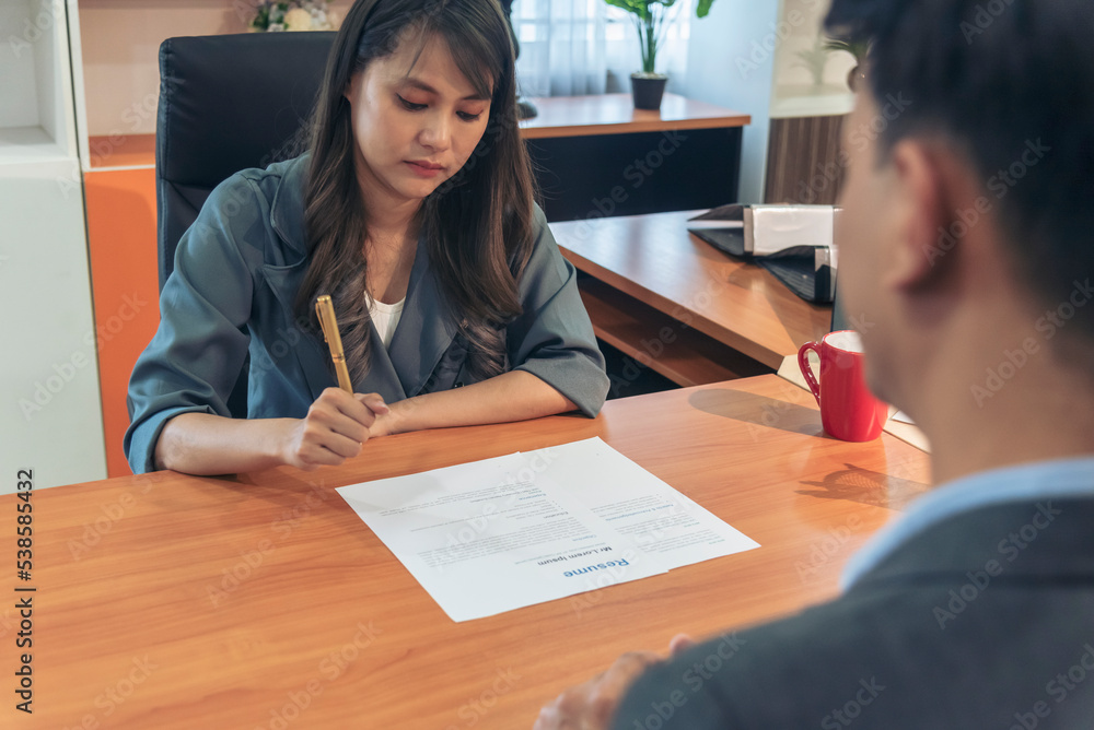 Businessman job interview by human resource HR officer interviwing