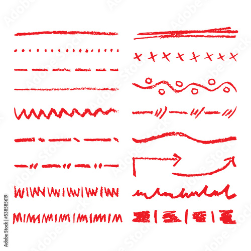 빨간 색연필 손그림 라인 패턴 - 1