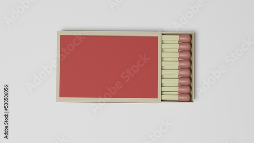 Canvas Print Half opened paper matchbox with wooden red matches isolated on white surface