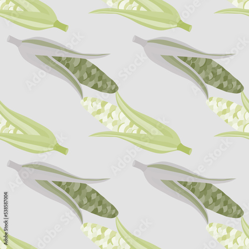 Corn plants seamless pattern. Corn cobs endless wallpaper.