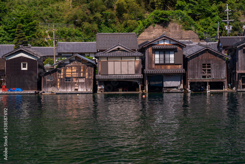 Lined up boathouses at Ine Town in Kyoto, Japan. © hit1912