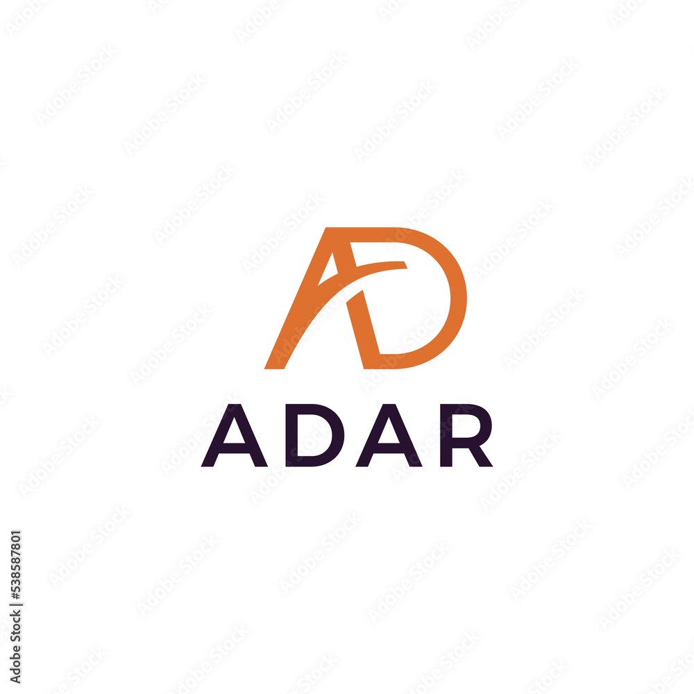 Letter AD monogram logo with straight line abstract vector. Letter DA Initials logo monogram template for visual identity Letter AD monogram logo with straight line abstract vector. Letter DA Initials logo monogram template for visual identity