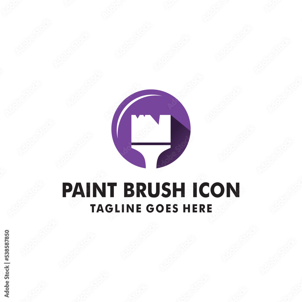 paint brush icon logo design, circular emblem brush logo design, symbol, vector, house and building painting logo paint brush icon logo design, circular emblem brush logo design, symbol, vector, house and building painting logo