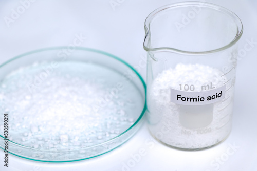 formic acid in glass, chemical in the laboratory and industry