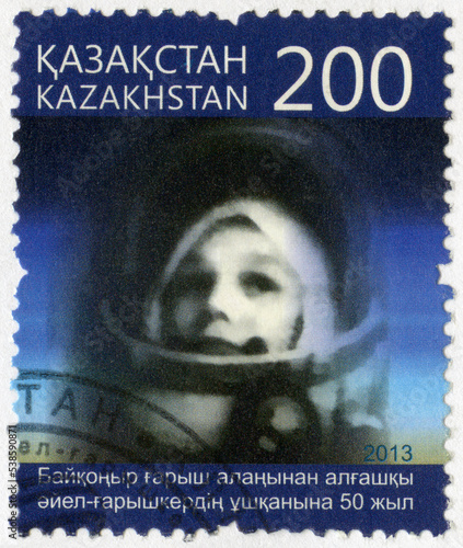 KAZAKHSTAN - 2013: devoted 50th anniversary of spaceflight of the first spacewoman from Baikonur spaceport, 2013 photo