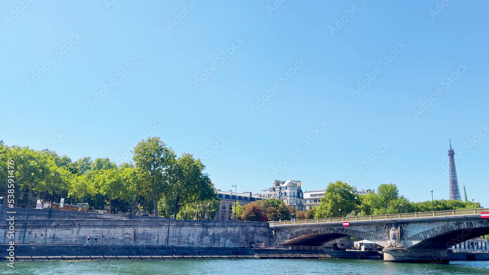 Bridge Pont des Invalides and Alexandre III in Paris over Eiffel
