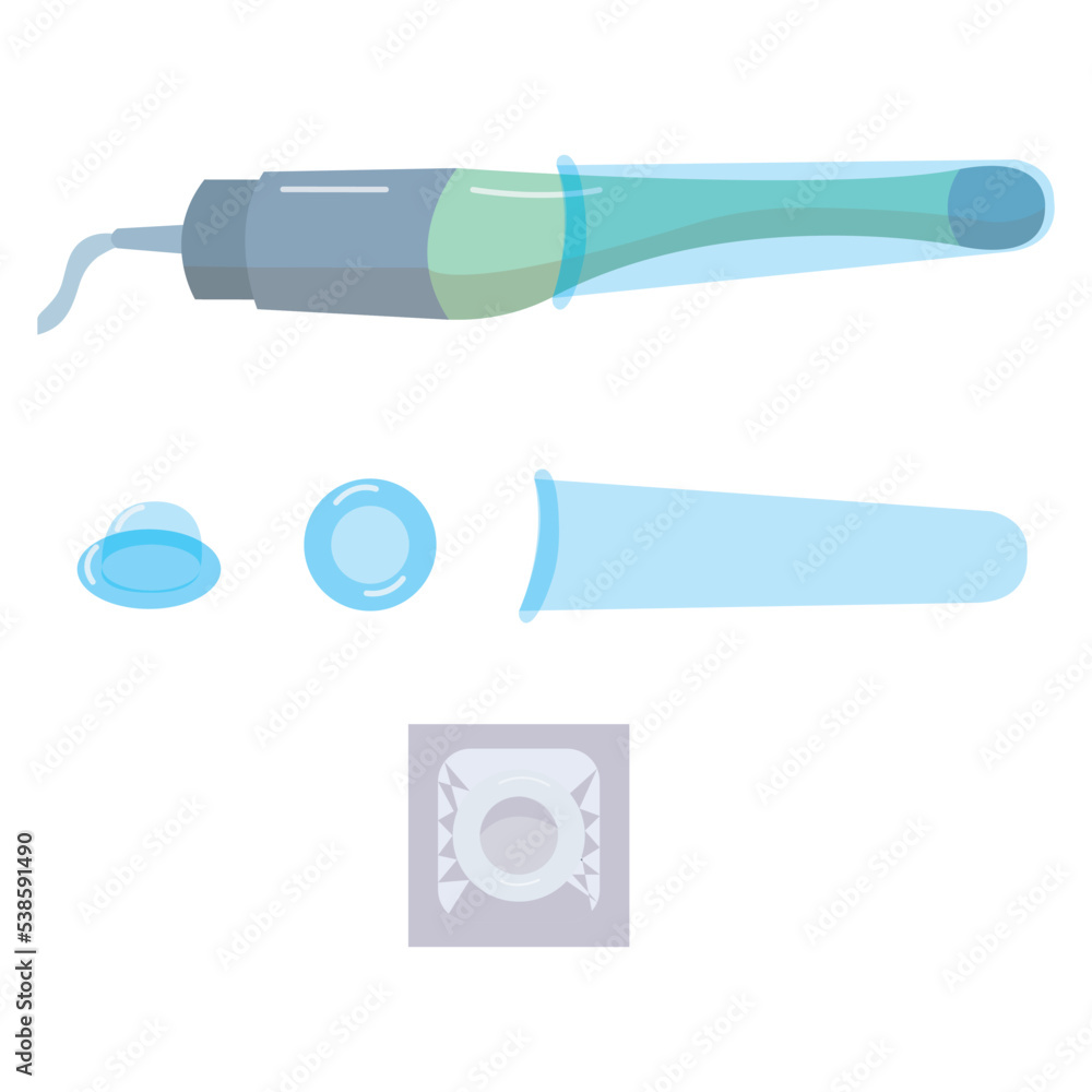 Condoms for the device of ultrasonic research. Vector illustration isolated on white background. Condoms for the device of ultrasonic research. Vector illustration isolated on white background.