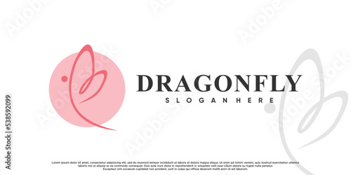 Minimalist icon butterfly or dragonfly logo design with unique concept Premium Vector