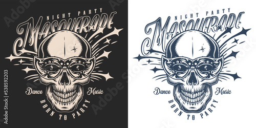 Party masquerade flyer monochrome vintage