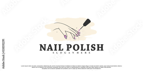 Nail art or nail polish for beauty logo design with unique concept Premium Vector