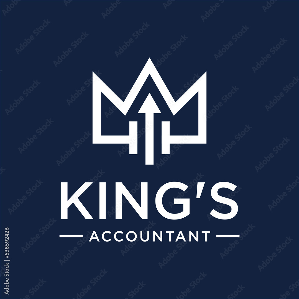 Fototapeta premium crown with arrow for accountant logo design template